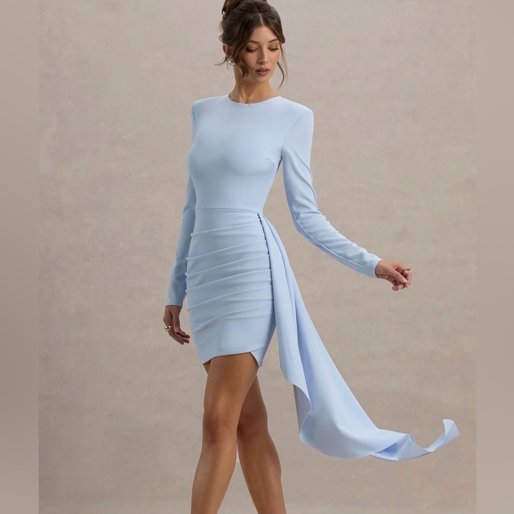 Club L London Light Blue Long Sleeve Dress Size 6
